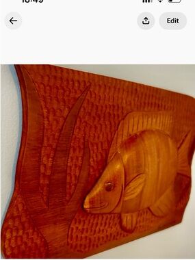 Vintage Hand-Carved Wooden Fish Wall Art
Signed Folk Plaque